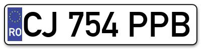 Placuta inmatriculare numar auto  CJ-754-PPB, CJ 754 PPB, CJ754PPB