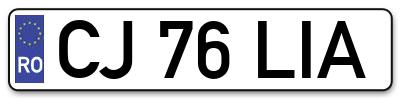 Placuta inmatriculare numar auto  CJ-76-LIA, CJ 76 LIA, CJ76LIA