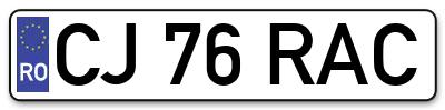 Placuta inmatriculare numar auto  CJ-76-RAC, CJ 76 RAC, CJ76RAC