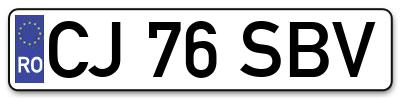 Placuta inmatriculare numar auto  CJ-76-SBV, CJ 76 SBV, CJ76SBV