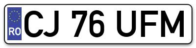 Placuta inmatriculare numar auto  CJ-76-UFM, CJ 76 UFM, CJ76UFM