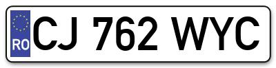 Placuta inmatriculare numar auto  CJ-762-WYC, CJ 762 WYC, CJ762WYC