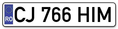 Placuta inmatriculare numar auto  CJ-766-HIM, CJ 766 HIM, CJ766HIM
