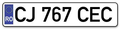 Placuta inmatriculare numar auto  CJ-767-CEC, CJ 767 CEC, CJ767CEC