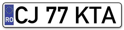 Placuta inmatriculare numar auto  CJ-77-KTA, CJ 77 KTA, CJ77KTA