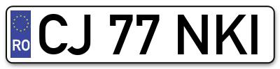 Placuta inmatriculare numar auto  CJ-77-NKI, CJ 77 NKI, CJ77NKI