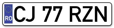 Placuta inmatriculare numar auto  CJ-77-RZN, CJ 77 RZN, CJ77RZN