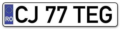 Placuta inmatriculare numar auto  CJ-77-TEG, CJ 77 TEG, CJ77TEG