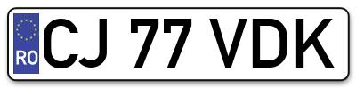 Placuta inmatriculare numar auto  CJ-77-VDK, CJ 77 VDK, CJ77VDK