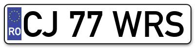 Placuta inmatriculare numar auto  CJ-77-WRS, CJ 77 WRS, CJ77WRS