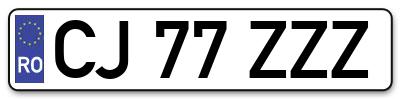 Placuta inmatriculare numar auto  CJ-77-ZZZ, CJ 77 ZZZ, CJ77ZZZ