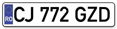 Placuta inmatriculare numar auto  CJ-772-GZD, CJ 772 GZD, CJ772GZD