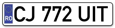 Placuta inmatriculare numar auto  CJ-772-UIT, CJ 772 UIT, CJ772UIT