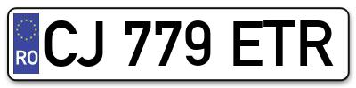 Placuta inmatriculare numar auto  CJ-779-ETR, CJ 779 ETR, CJ779ETR