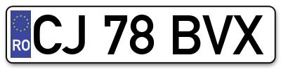 Placuta inmatriculare numar auto  CJ-78-BVX, CJ 78 BVX, CJ78BVX