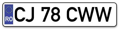 Placuta inmatriculare numar auto  CJ-78-CWW, CJ 78 CWW, CJ78CWW
