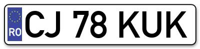 Placuta inmatriculare numar auto  CJ-78-KUK, CJ 78 KUK, CJ78KUK