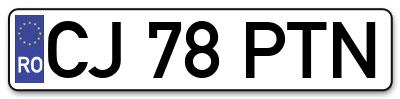 Placuta inmatriculare numar auto  CJ-78-PTN, CJ 78 PTN, CJ78PTN