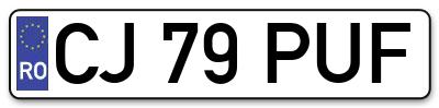 Placuta inmatriculare numar auto  CJ-79-PUF, CJ 79 PUF, CJ79PUF