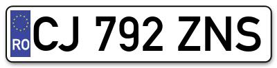 Placuta inmatriculare numar auto  CJ-792-ZNS, CJ 792 ZNS, CJ792ZNS