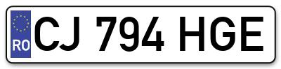 Placuta inmatriculare numar auto  CJ-794-HGE, CJ 794 HGE, CJ794HGE