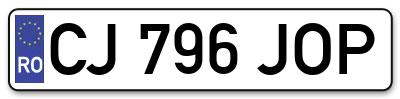 Placuta inmatriculare numar auto  CJ-796-JOP, CJ 796 JOP, CJ796JOP