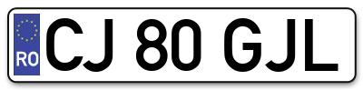 Placuta inmatriculare numar auto  CJ-80-GJL, CJ 80 GJL, CJ80GJL
