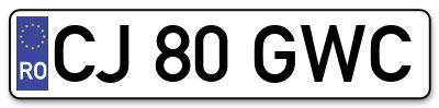 Placuta inmatriculare numar auto  CJ-80-GWC, CJ 80 GWC, CJ80GWC