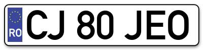 Placuta inmatriculare numar auto  CJ-80-JEO, CJ 80 JEO, CJ80JEO