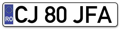 Placuta inmatriculare numar auto  CJ-80-JFA, CJ 80 JFA, CJ80JFA