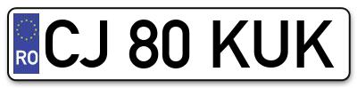 Placuta inmatriculare numar auto  CJ-80-KUK, CJ 80 KUK, CJ80KUK