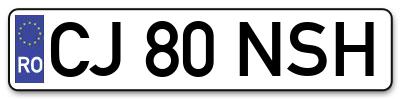 Placuta inmatriculare numar auto  CJ-80-NSH, CJ 80 NSH, CJ80NSH