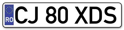Placuta inmatriculare numar auto  CJ-80-XDS, CJ 80 XDS, CJ80XDS