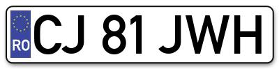Placuta inmatriculare numar auto  CJ-81-JWH, CJ 81 JWH, CJ81JWH