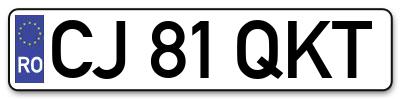 Placuta inmatriculare numar auto  CJ-81-QKT, CJ 81 QKT, CJ81QKT