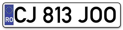 Placuta inmatriculare numar auto  CJ-813-JOO, CJ 813 JOO, CJ813JOO