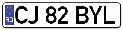 Placuta inmatriculare numar auto  CJ-82-BYL, CJ 82 BYL, CJ82BYL