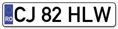 Placuta inmatriculare numar auto  CJ-82-HLW, CJ 82 HLW, CJ82HLW