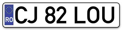 Placuta inmatriculare numar auto  CJ-82-LOU, CJ 82 LOU, CJ82LOU