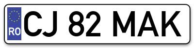 Placuta inmatriculare numar auto  CJ-82-MAK, CJ 82 MAK, CJ82MAK