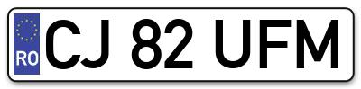 Placuta inmatriculare numar auto  CJ-82-UFM, CJ 82 UFM, CJ82UFM