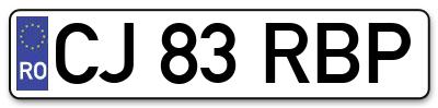 Placuta inmatriculare numar auto  CJ-83-RBP, CJ 83 RBP, CJ83RBP