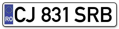 Placuta inmatriculare numar auto  CJ-831-SRB, CJ 831 SRB, CJ831SRB