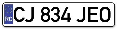 Placuta inmatriculare numar auto  CJ-834-JEO, CJ 834 JEO, CJ834JEO