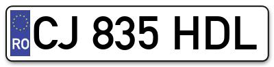 Placuta inmatriculare numar auto  CJ-835-HDL, CJ 835 HDL, CJ835HDL
