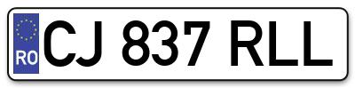 Placuta inmatriculare numar auto  CJ-837-RLL, CJ 837 RLL, CJ837RLL
