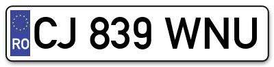 Placuta inmatriculare numar auto  CJ-839-WNU, CJ 839 WNU, CJ839WNU