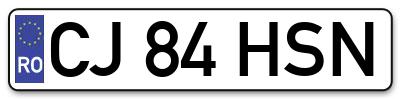 Placuta inmatriculare numar auto  CJ-84-HSN, CJ 84 HSN, CJ84HSN