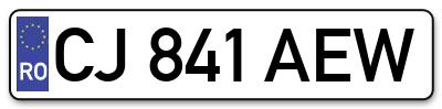 Placuta inmatriculare numar auto  CJ-841-AEW, CJ 841 AEW, CJ841AEW