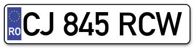 Placuta inmatriculare numar auto  CJ-845-RCW, CJ 845 RCW, CJ845RCW